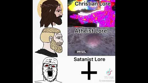 Atheist lore vs Christian lore (shitty poorly made meme)