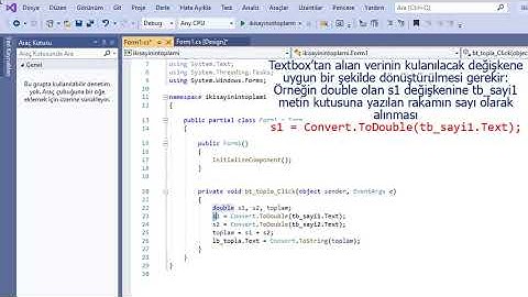2- C# ile İki Sayının Toplamı