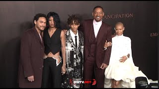 Willow Smith, Jaden Smith, Will Smith, Jada Pinkett Smith arrive at &#39;Emancipation&#39; LA Premiere