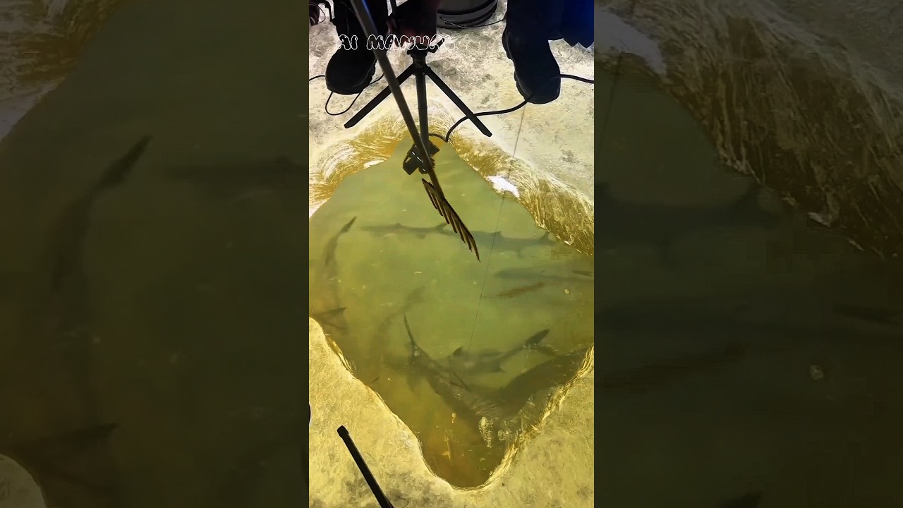 В этом замерзшем озере пряталось множество рыб 