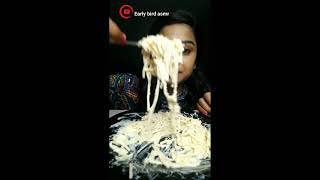 Spaghetti with cream sauce mukbang #shorts #extremecheesy #bigbites