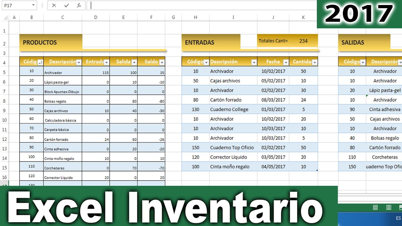 Como hacer inventarios en excel