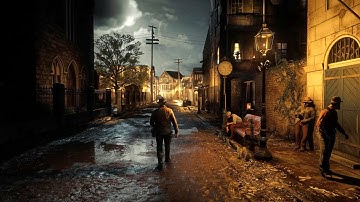 Rainy Night Alleys Exploration in RDR2 4K