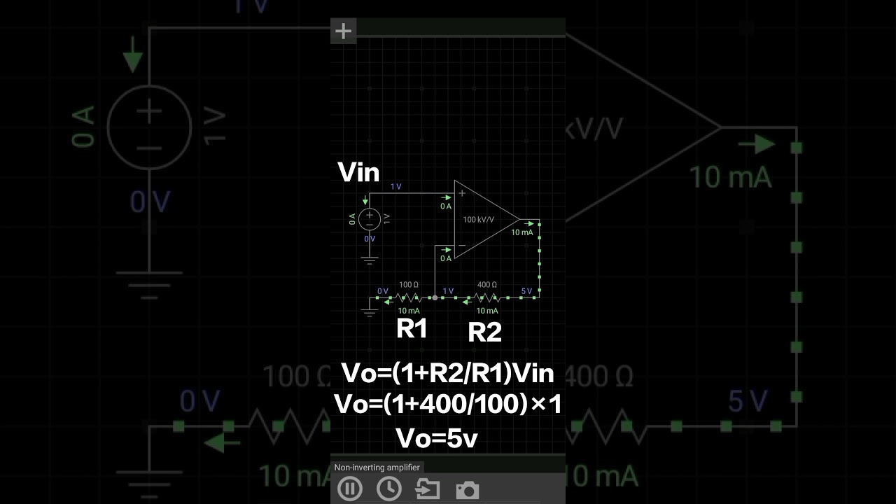 Output of non inverting operational amplifier circuit 