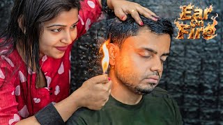 Extreme Fire Massage On Ear | Chaitali's Healing Fire Ear Massage | Ear & Head Massage ASMR With Oil