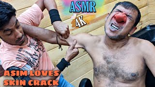 Hard Skin Cracking / Asim Barber Take Head & Body Massage From Avijit | ASMR 4K
