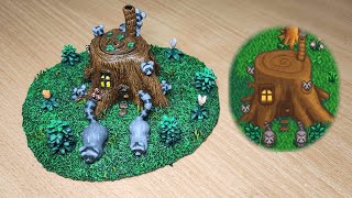 I made the Giant Stump filled with Raccoons from Stardew Valley! : Polymer Clay Tutorial