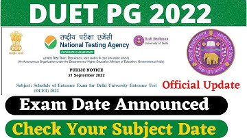 DUET PG Admission 2022 Official Update | Delhi University Admission ,DUET  ,Exam Date
