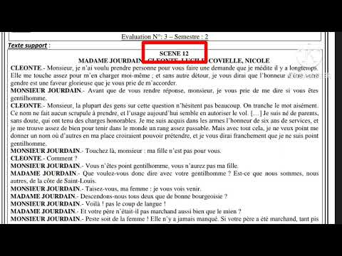 tronc commun جدع مشترك le bourgeois gentilhomme évaluation N3 la scène 12