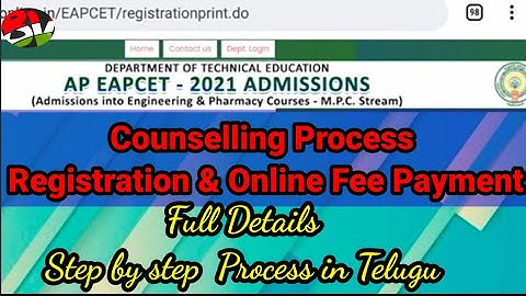 A.P EAMCET 2021 Counselling Registration process Step by step Full Details