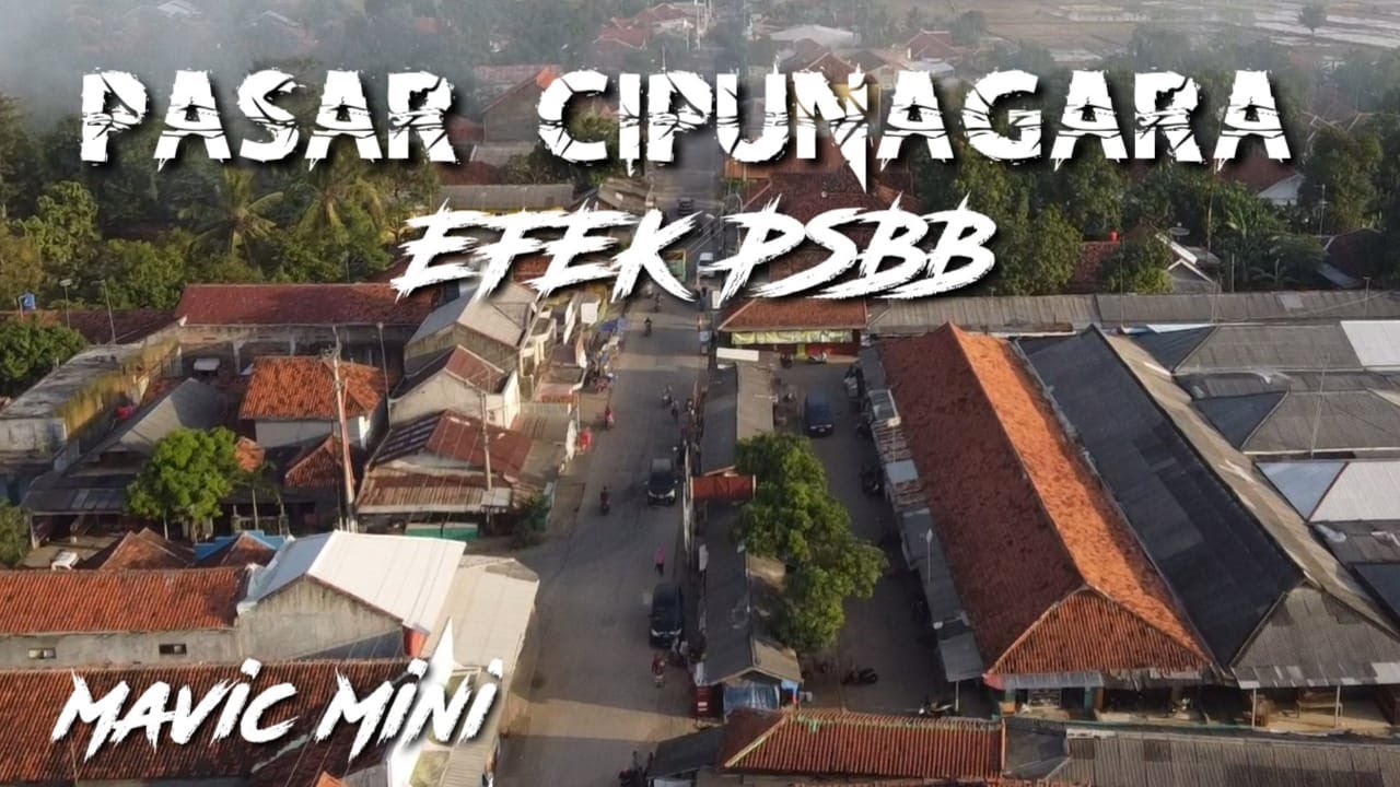 Pasar Cipunagara Kab. Subang. Suasana masa PSBB Covid 19 ( Drone )