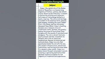Descriptive Paragraph on Jaipur City | Creative writing | Paragraph on Place #shorts