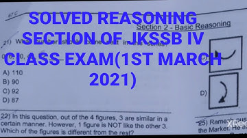 SOLVED REASONING/ANSWER KEY OF JKSSB  IV CLASS EXAM