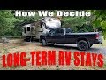 Criteria for Long-term RV Park Campground Stays - How we determine where to stay