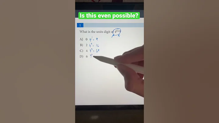 Units Digit of 4 Math Trick Question | SAT Prep | JusticeTheTutor #math #maths #shorts