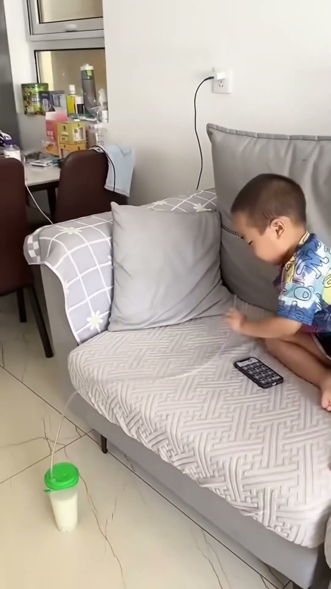 Dad also enjoyed it too much  and his son couldn't see it anymore# Cute baby#Cute# goofy little mib