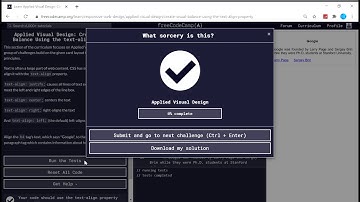Applied Visual Design (1/52) | Create Visual Balance Using the text align Property | freeCodeCamp