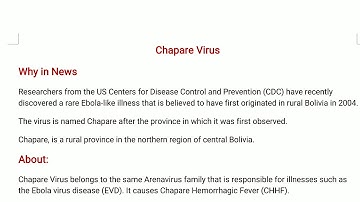 Chapare Virus in Bolivia and Ebola virus