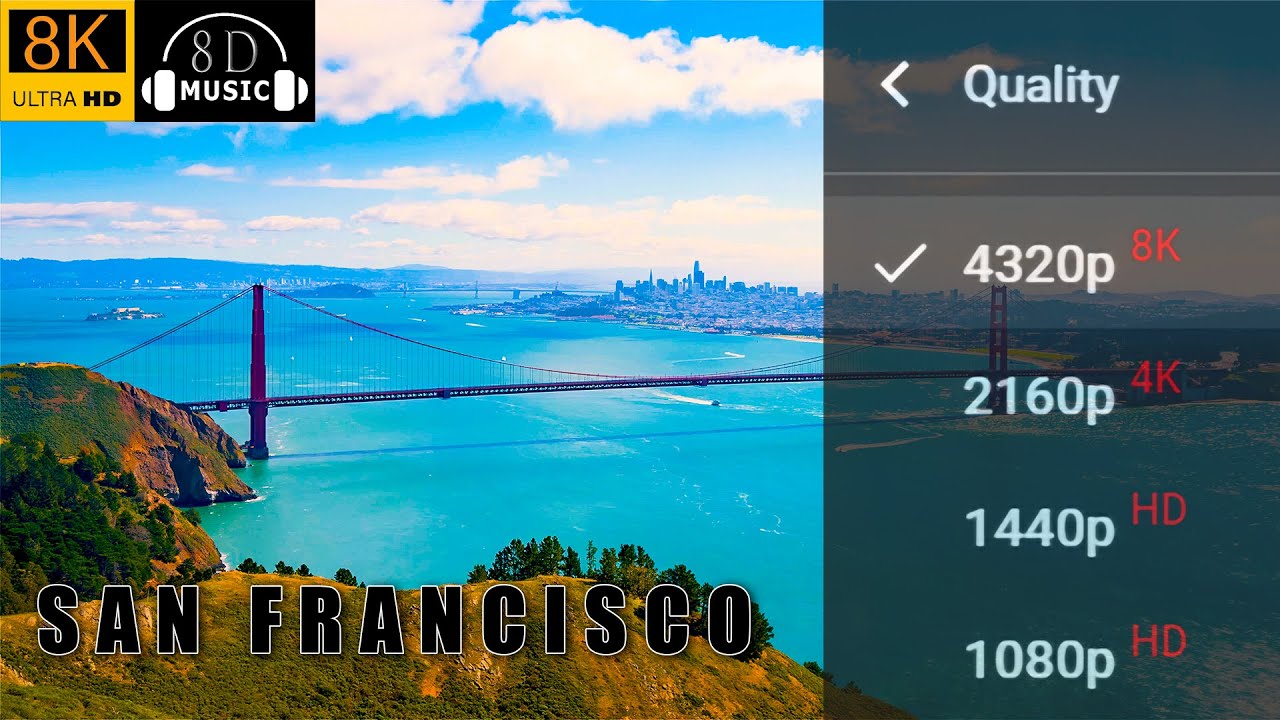 SAN FRANCISCO IN 8K VIDEO ULTRA HD – The Golden City with 8d Relaxing Music | 8K Visual 8D Audio