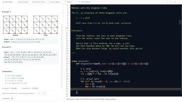 Leetcode 1329. Sort the Matrix Diagonally - basic practice: sorting, equations of diagonal lines