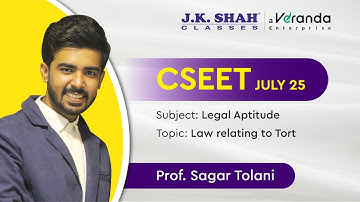 CSEET ll DEMO LECTURES II LEGAL APTITUDE II LAW RELATING TO TORT #csatjkshah