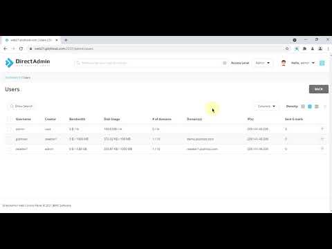 Show All Users section in DirectAdmin