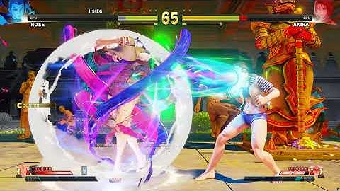 Street Fighter V | Rose 💥 Akira | CPU vs CPU AI vs AI (hardest difficulty level)