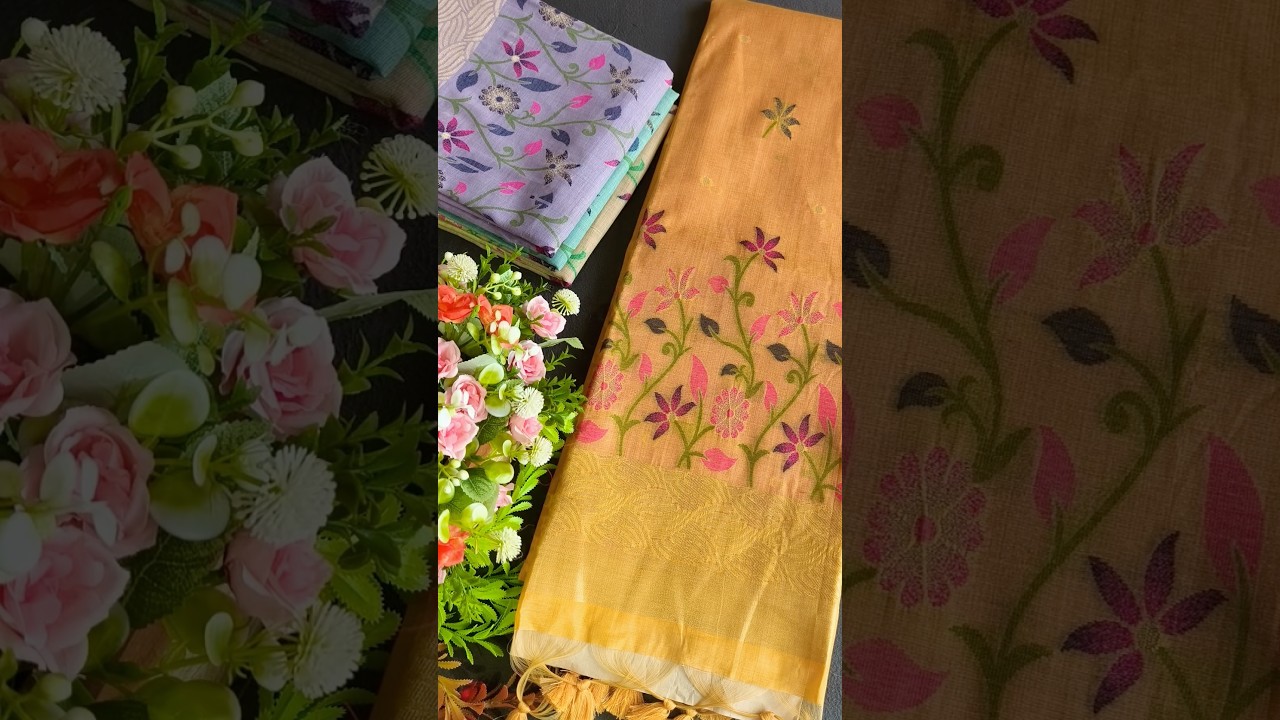 Soft Floral Chanderi Cotton Jamdani Saree