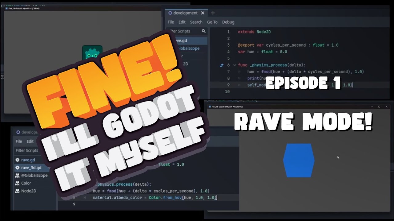 Godot Tutorial - Disco/Rainbow/Rave Colour Effect - [Fine! I'll Godot It Myself #1]