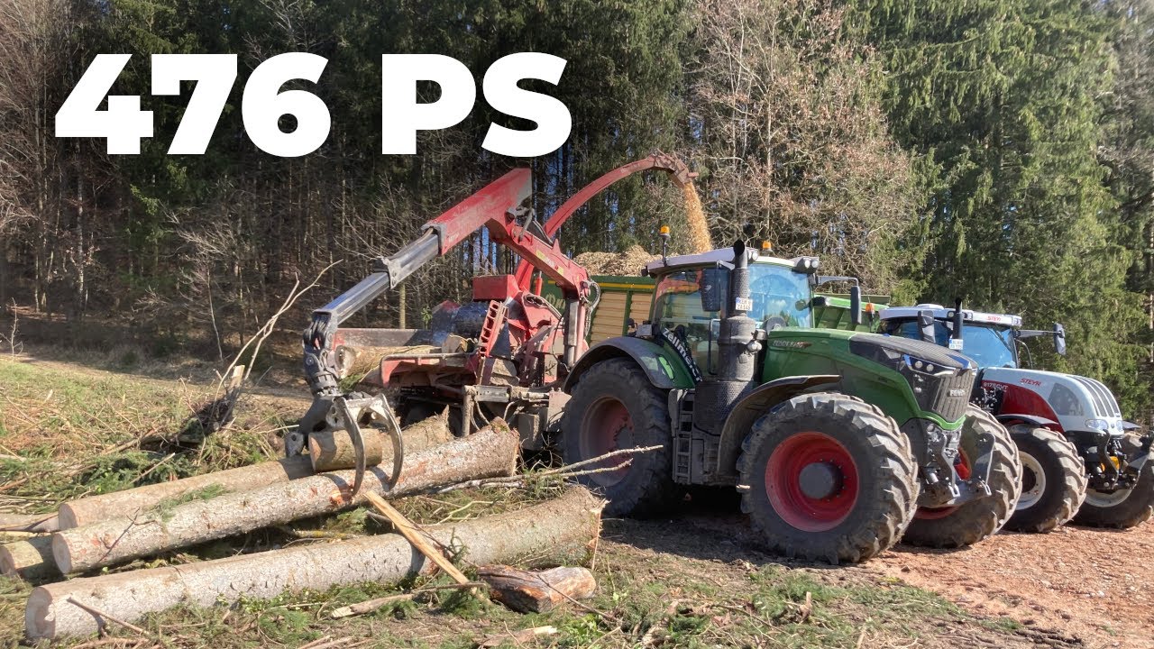 Hackschnitzel Produktion mit Fendt 1046 und Eschlböck Biber 84 + Krone TX 460 Häckseltransportwagen
