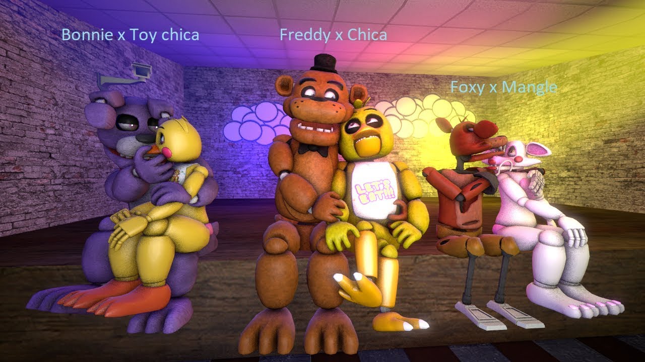 SFM Faded Freddy x Chica Bonnie x Toy chica Foxy x Mangle - YouTube.