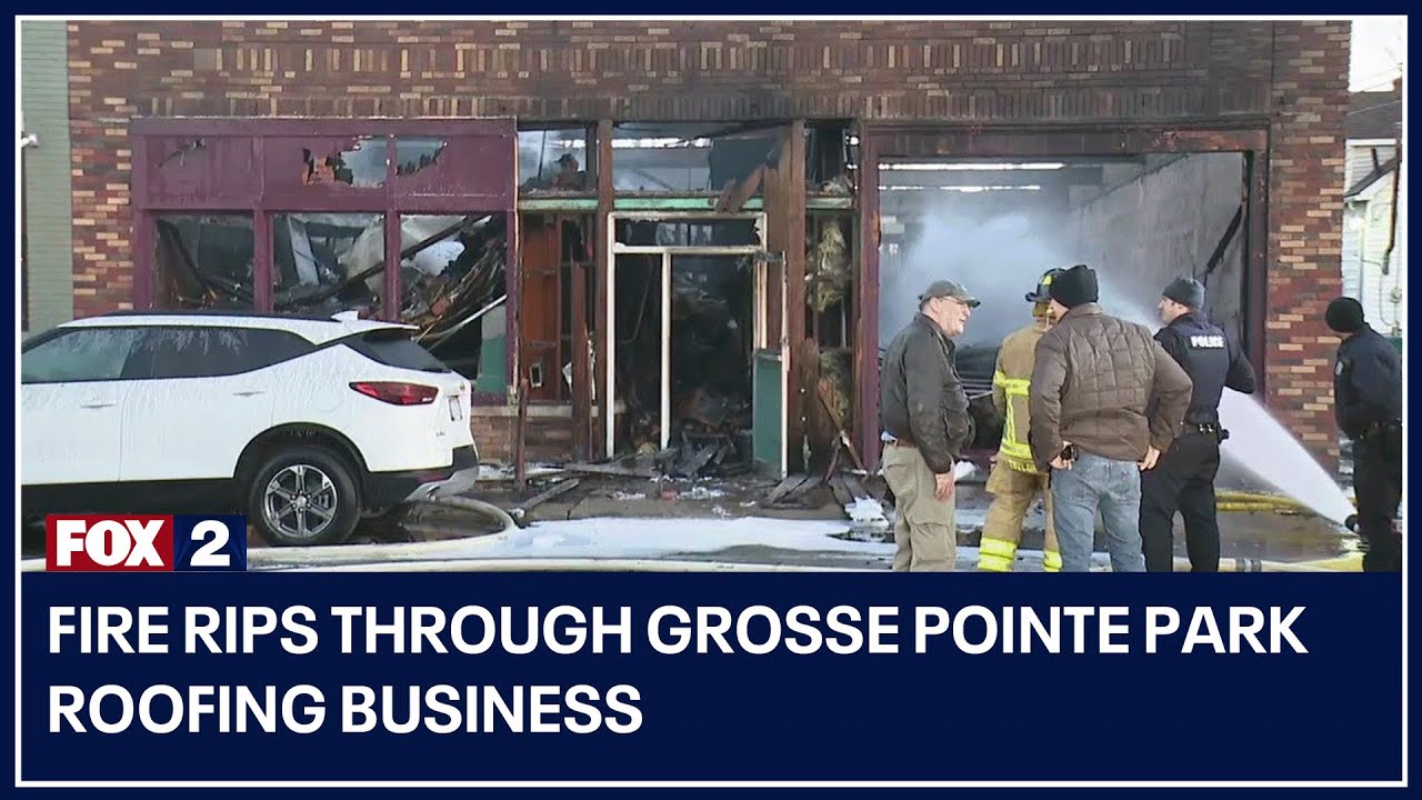 Fire rips through Grosse Pointe Park roofing business