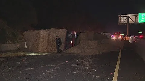 All lanes closed on southbound I-5 in Sacramento after big rig crash, car fire