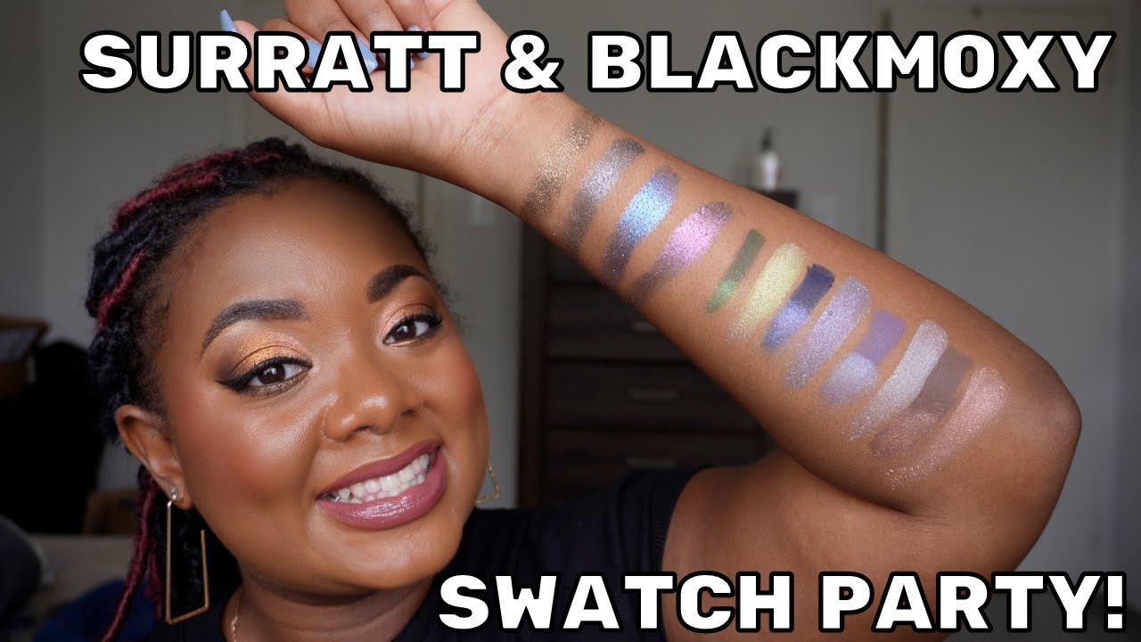 SURRATT PRISMATIQUE EYES & BLACKMOXY COSMETICS DARK MATTER SWATCHES