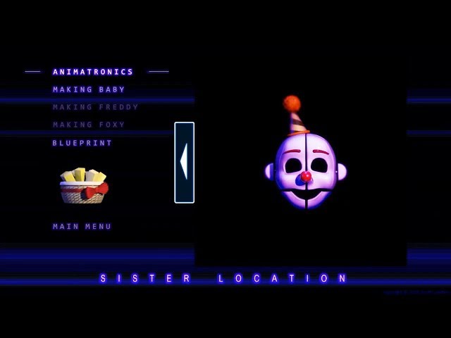 Five Nights at Freddy's Sister Location Extras Menu, ALL ANIMATRONICS AND  BLUEPRINTS!