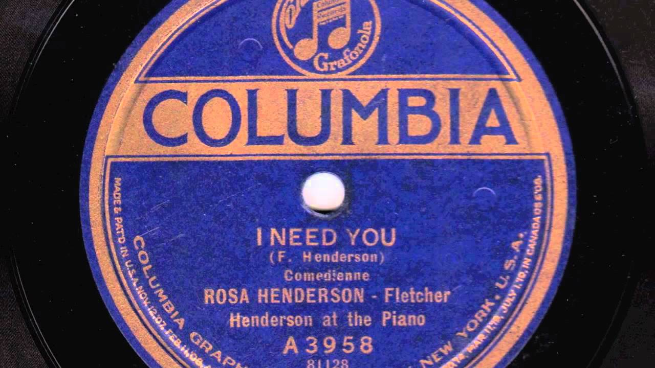 I Need You [10 inch] Rosa Henderson (with Fletcher Henderson) YouTube