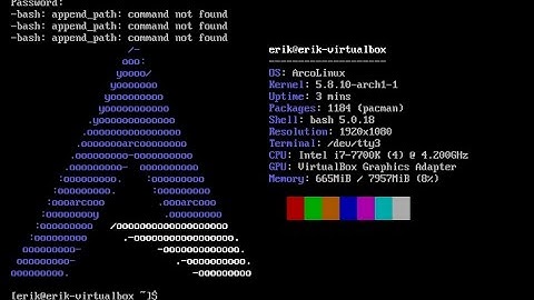 ArcoLinux : 1638 How to get rid of the message "-bash: append_path: command not found" in TTY
