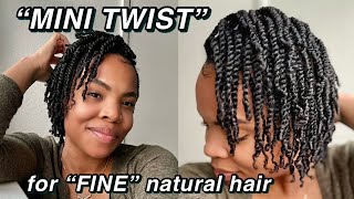 How I get FULLER looking Mini Twist with FINE natural hair! | Two-strand twists | protective style
