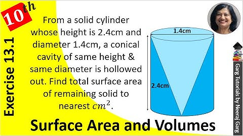 From a solid cylinder whose height is 2.4cm and diameter 1.4cm a conical | Ex 13.1 Class 10 Maths Q8