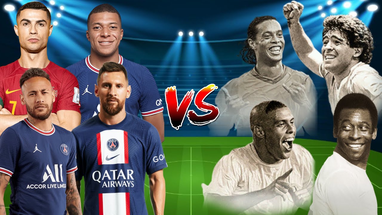 4 VS 4 Old Legends VS New Legends (Pele,Maradona,Ronaldinho,Ronaldo vs Ronaldo,Messi,Neymar,Mbappe)