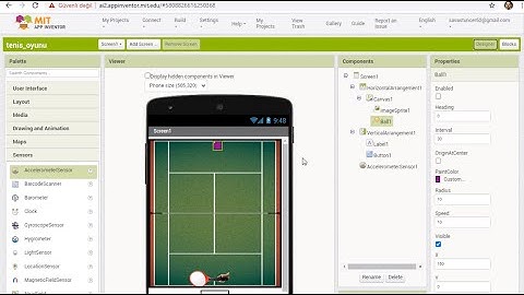 App Inventor Tenis Müsabakası Oyunu