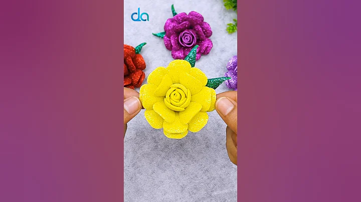 DIY Eva Glitter Foam Sheet Rose Flower Making 🌹 #decoration #craft #rose