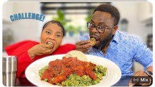 ASMR OKRO SOUP AND RED STEW WITH WHEAT MUKBANG,WITH FREEZE CHALLENGE PART2