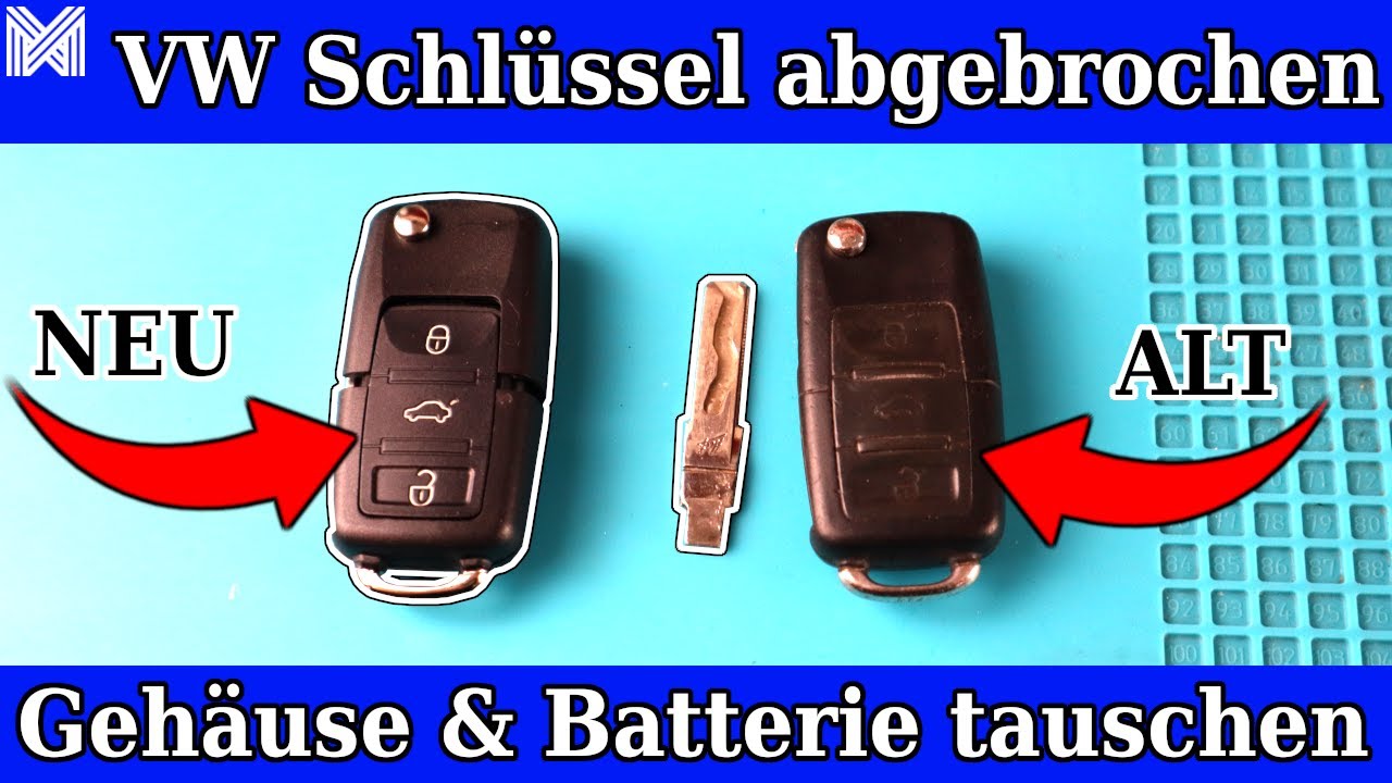 VW Schlüssel Gehäuse umbauen - VW Schlüssel abgebrochen - Klappschlüssel  reparieren 