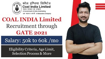 Coal India Recruitment through GATE 2021 | Salary: Rs. 60000/- | PSU through GATE 2021