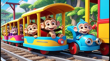 Five Little Monkeys on Train – Who Falls First | Fun Counting Song for Kids | Monkey Train Adventure