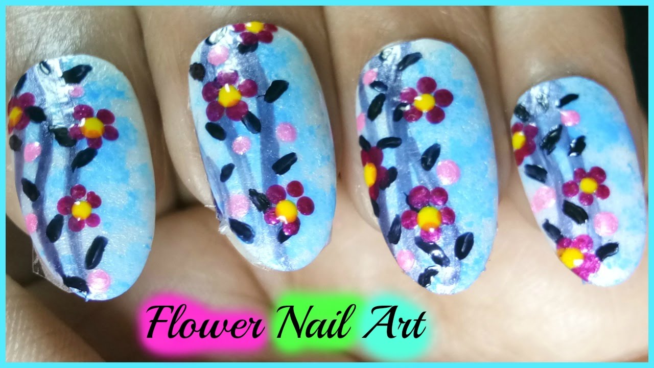 Flower Nail Art Tutorial For Beginners - YouTube