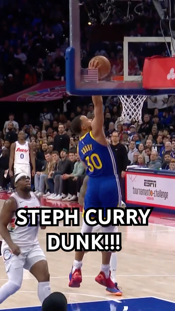Steph Curry gets up for the dunk!