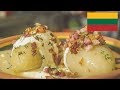 BRITISH GIRL TRYING CEPELINAI in Lithuania (National Dish)