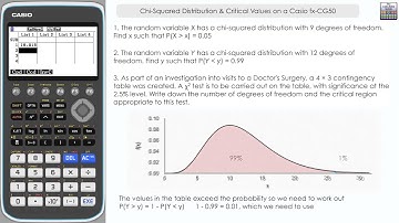 Chi Squared Distribution & Critical Values On A Casio fx-CG50 | Find values from Chi Square Table